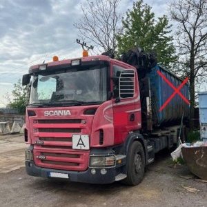foto 6x2 zlom EUR4 Scania hakowiec+dzwig